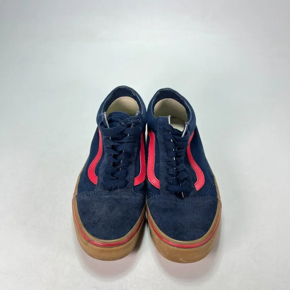 Vans Old Skool Navy Blue Bright Red Gum Low Top Skate Shoes 507698 Womens Size 8